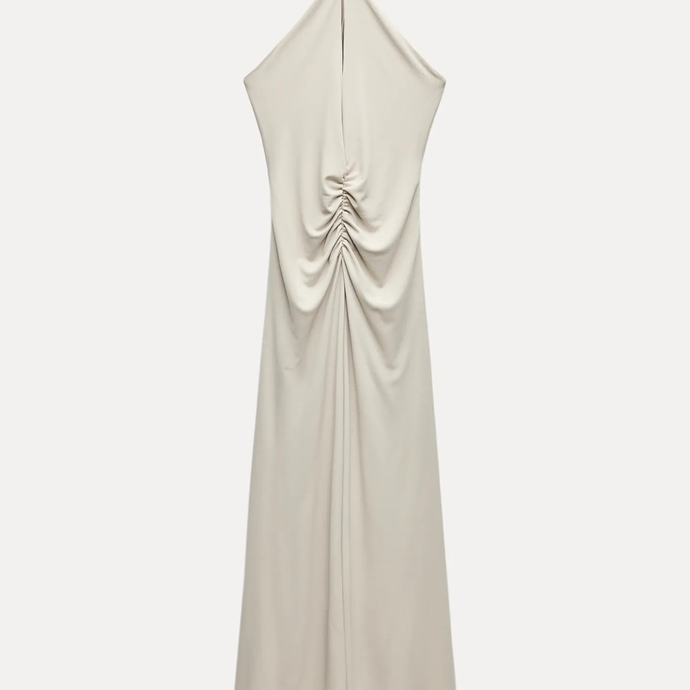 Elegant Cream Halter Dress